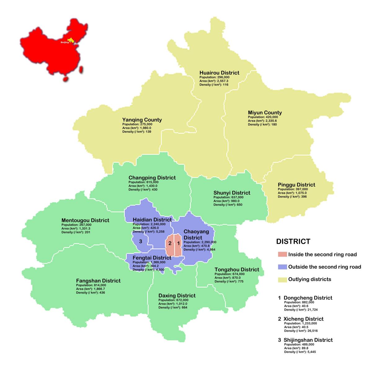 Beijing omgewing kaart
