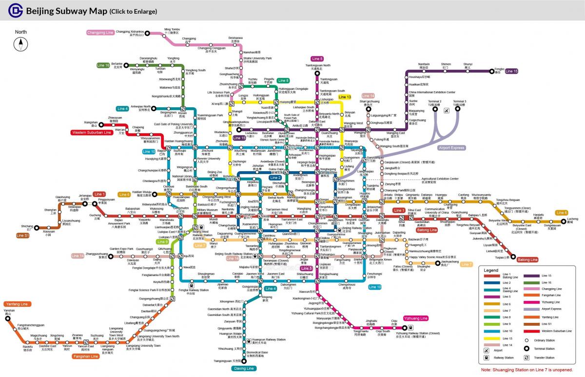 Beijing metro kaart 2016