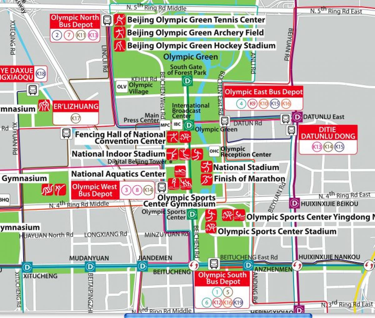 kaart van Beijing olimpiese park