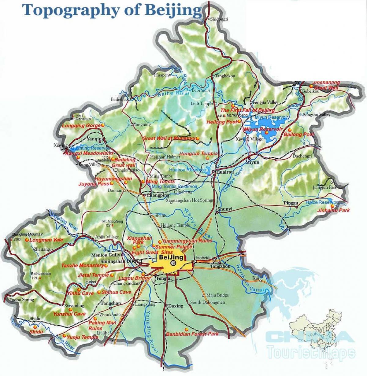 kaart van Beijing topografiese
