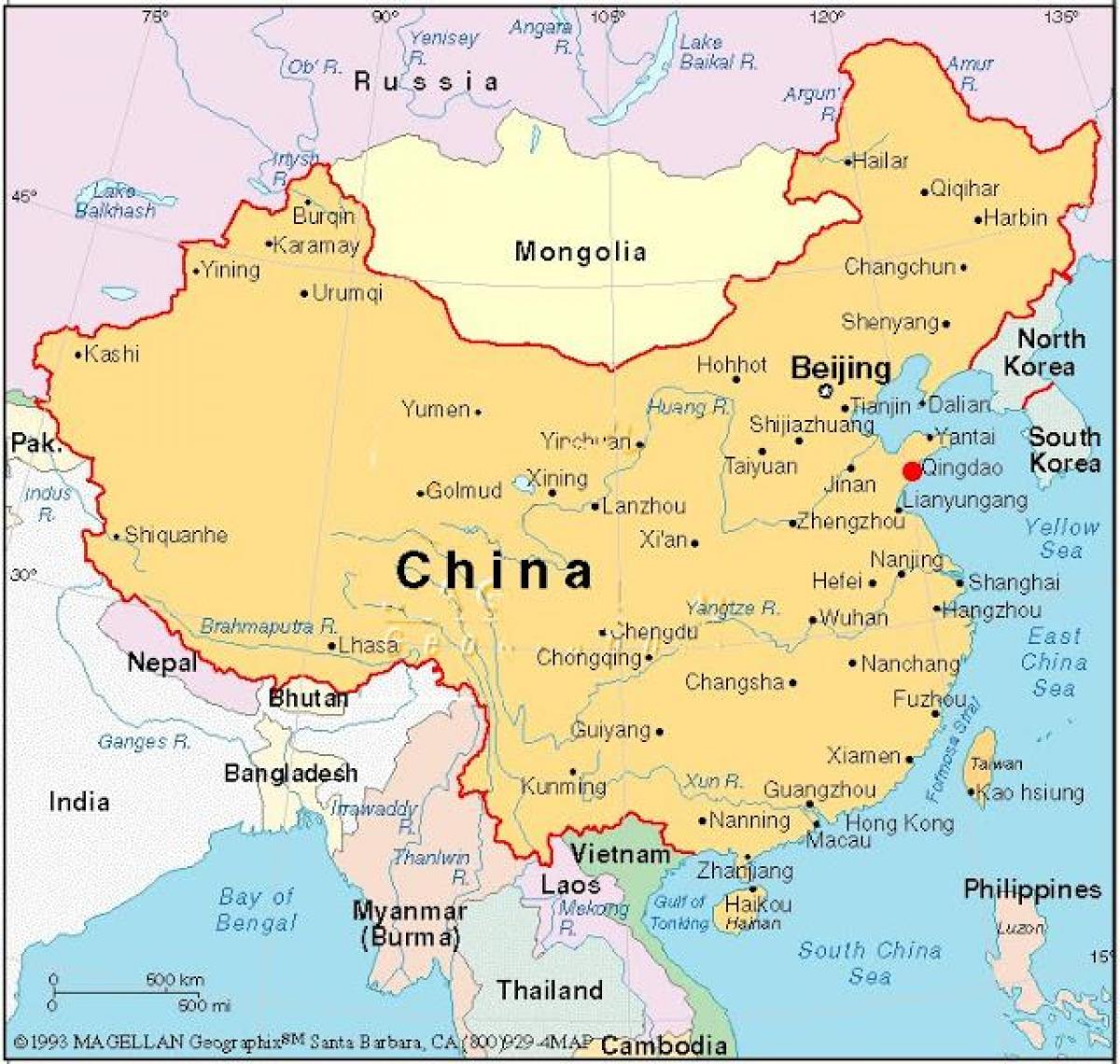 kaart van die hoofstad van China