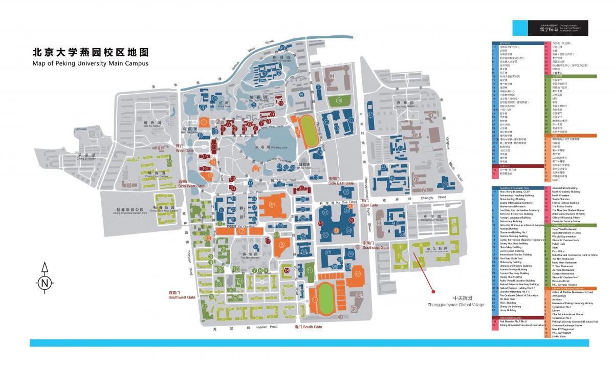 Peking universiteit kampus kaart